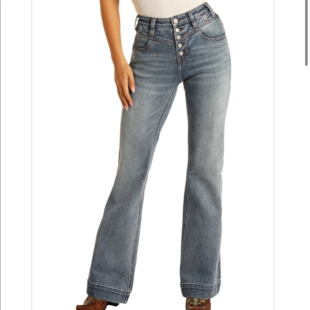 COPY - Rock & Roll Denim | HIGH RISE EXTRA STRETCH BUTTON FLY TROUSER JEANS